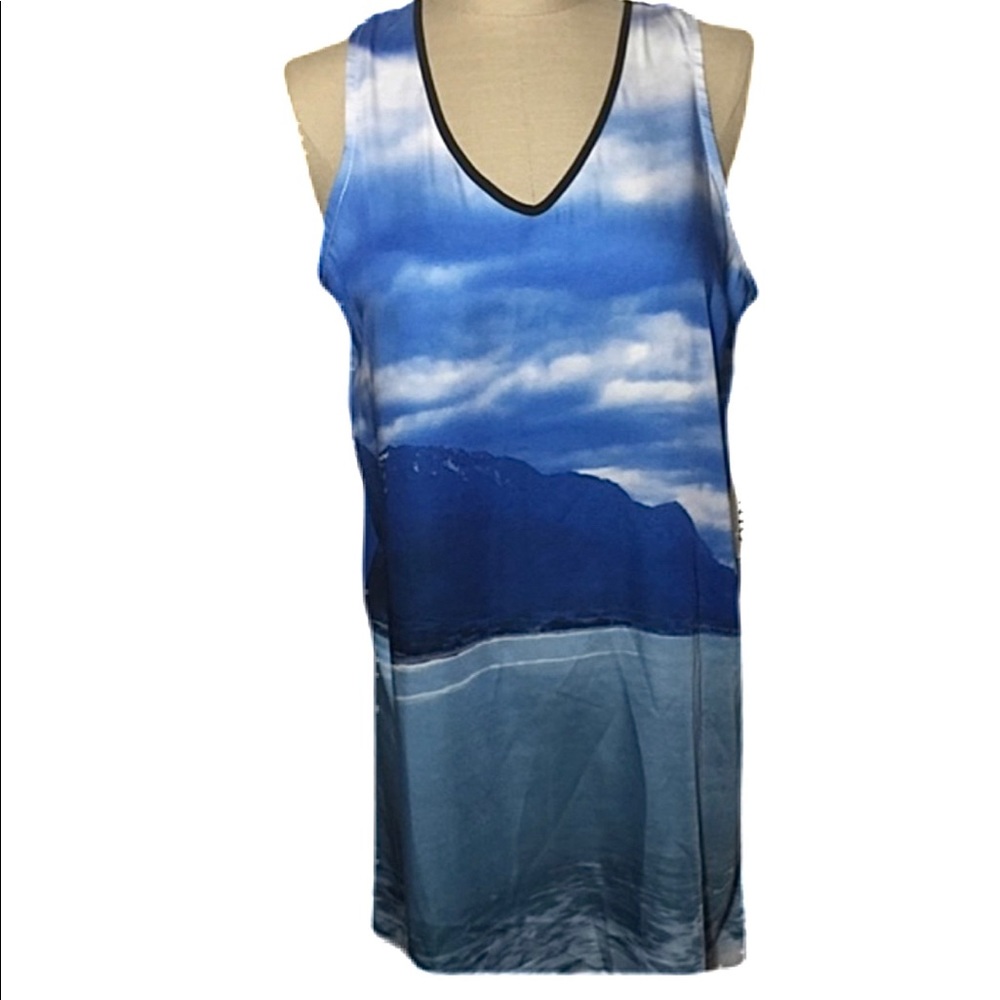 DKNY Blue Multi-Colored Tunic Dress